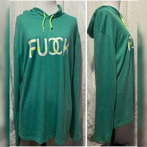 Neon, Custom, Glow In The Dark, F Word, Long Sleeve, Hooded Tee - Picture 6 of 14